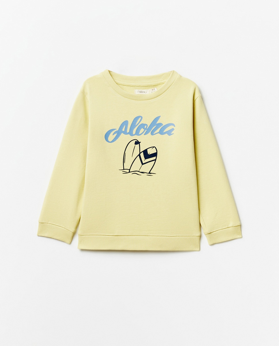 Sweatshirt Básica com Estampado Amarelo-1