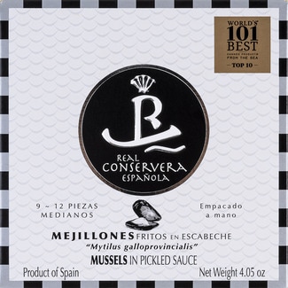 mejillones fritos en escabeche 9-12 piezas lata 69 g neto escurrido - Real Conservera Española