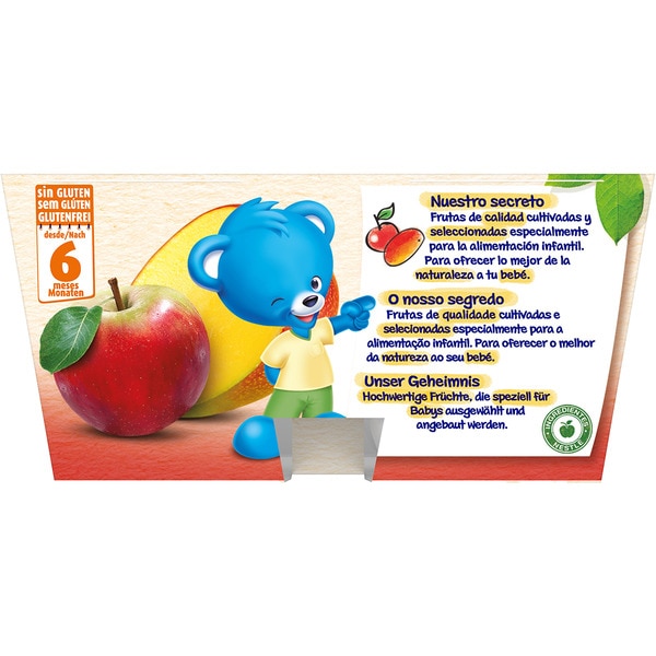 Gläschen Apfel und Mango glutenfrei ab dem 6. Monat 4er-Pack Verpackungen 100 g