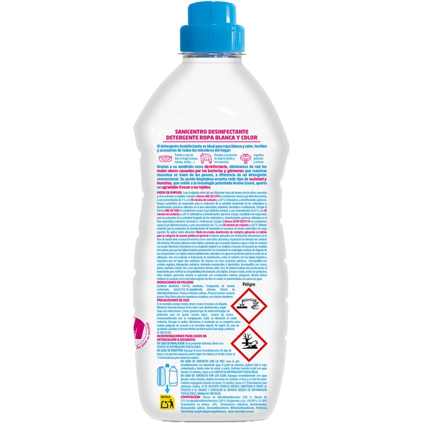 detergente líquido desinfectante para ropa blanca y de color para hogares con mascotas Flasche 1 l