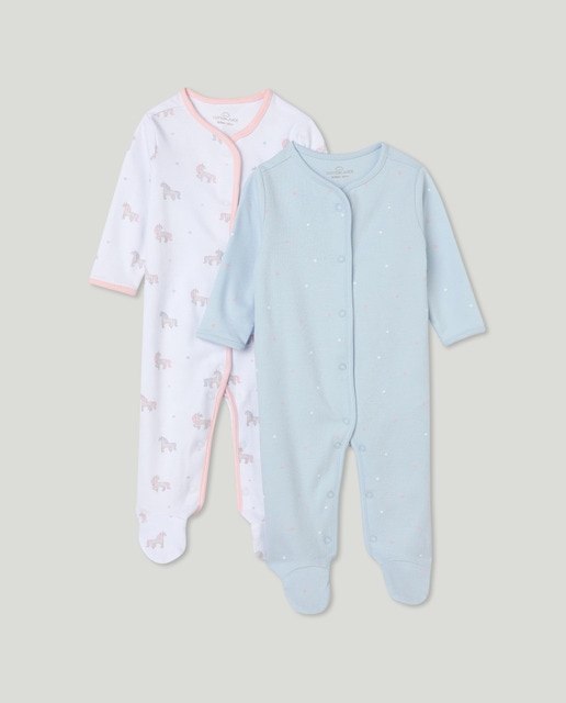 Imagen 0 de Pack de dos peleles largos de bebé niña de unicornios y estrellas