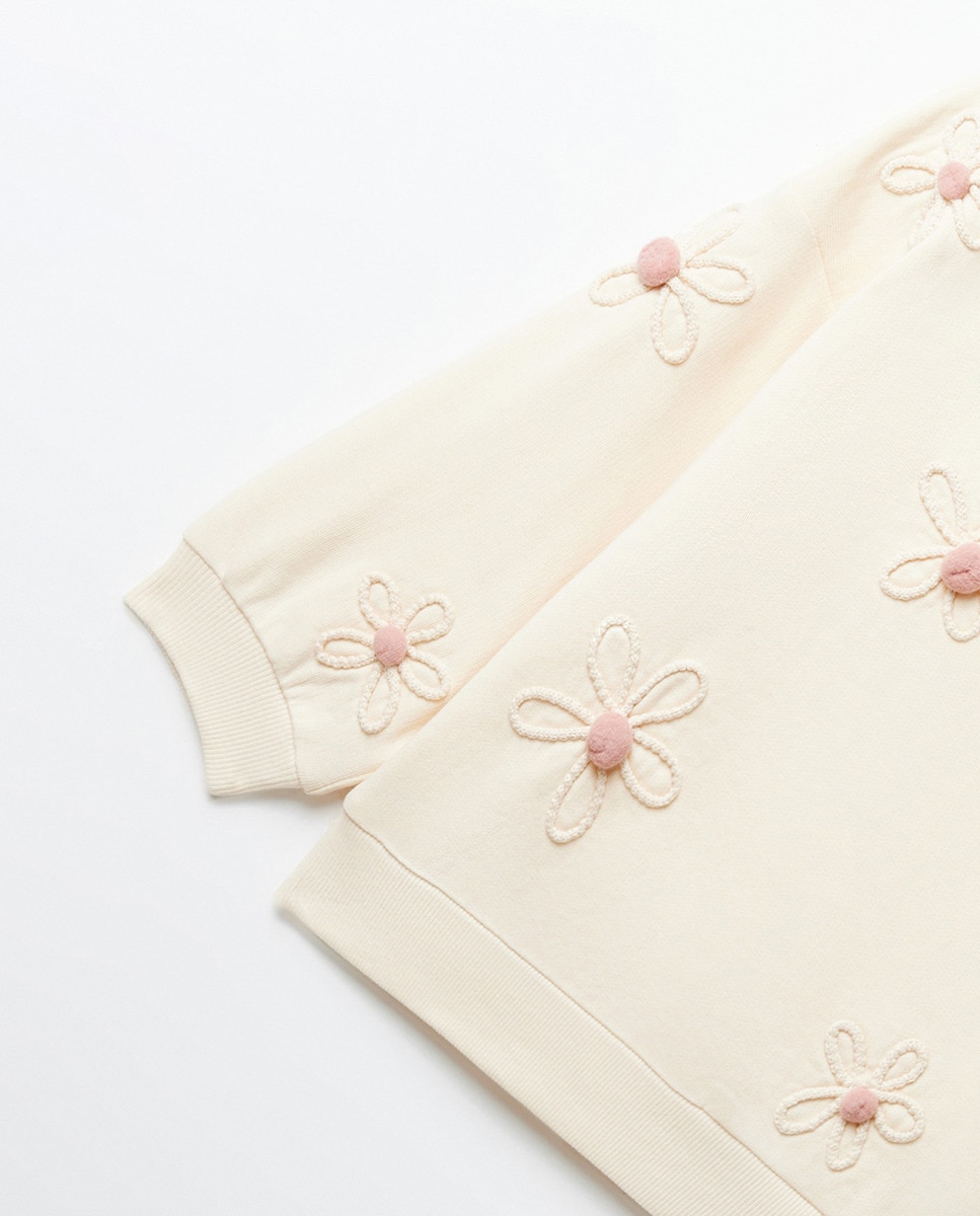Sweatshirt com Estampado Floral e Cordão Cru-7