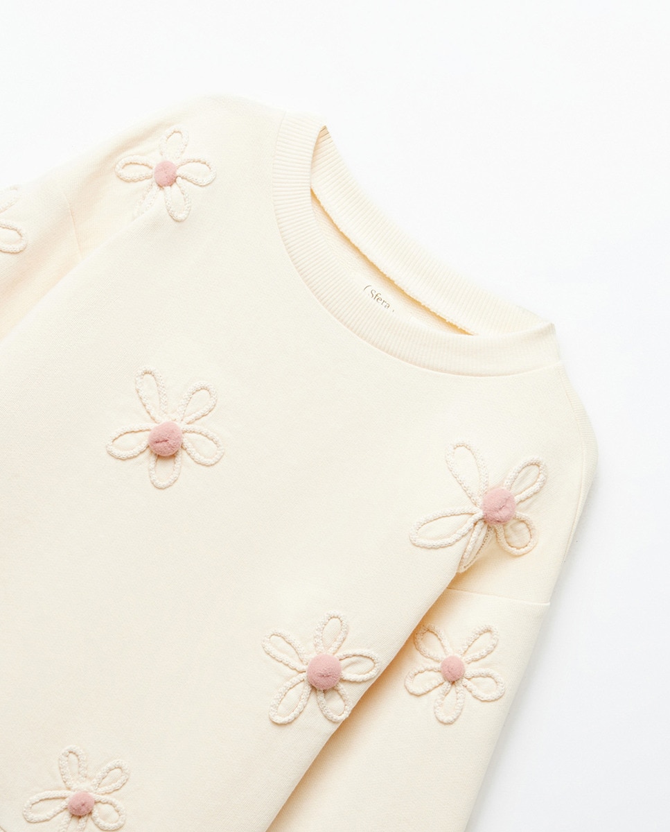 Sweatshirt com Estampado Floral e Cordão Cru-6