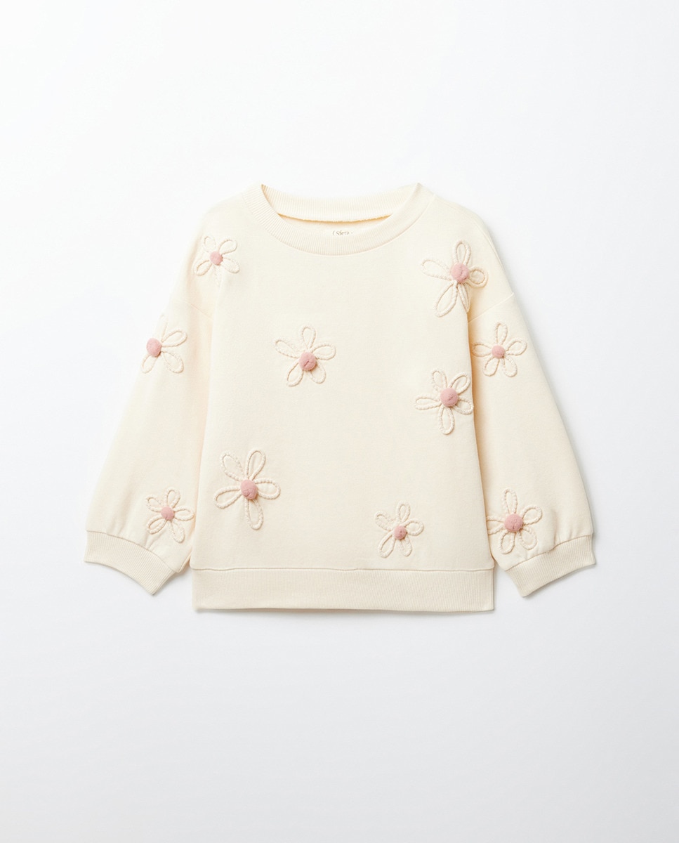 Sweatshirt com Estampado Floral e Cordão Cru-5