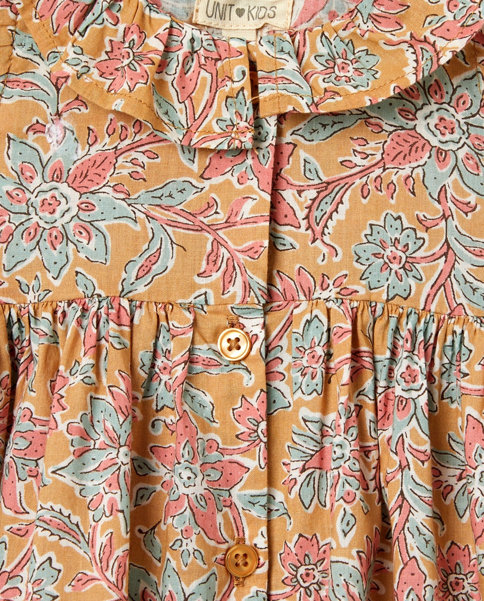 Vestido bebé niña con botones Mostaza-3