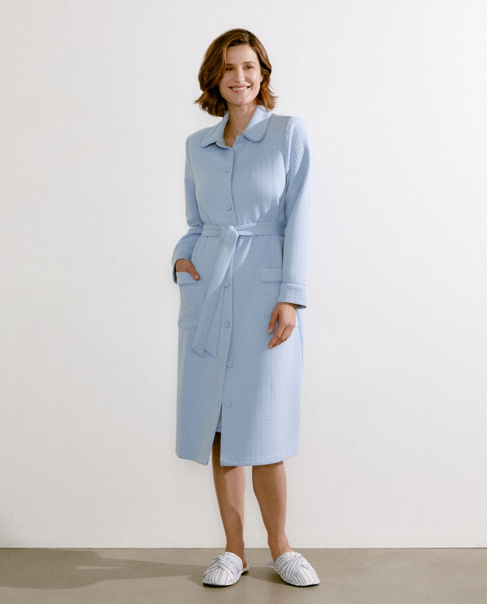 Batas Descuento Lenceria Corte Ingles Bata De Mujer Botones Lisa - Main Image