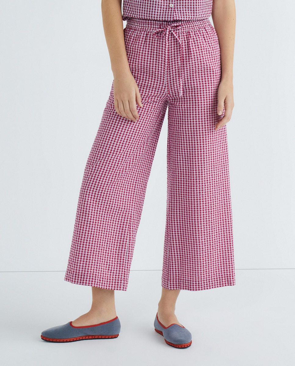 Pantalón mujer vichy culotte Rosa-2
