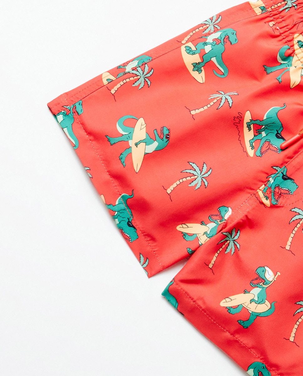 Fato de Banho com Dinossauros Vermelho-3