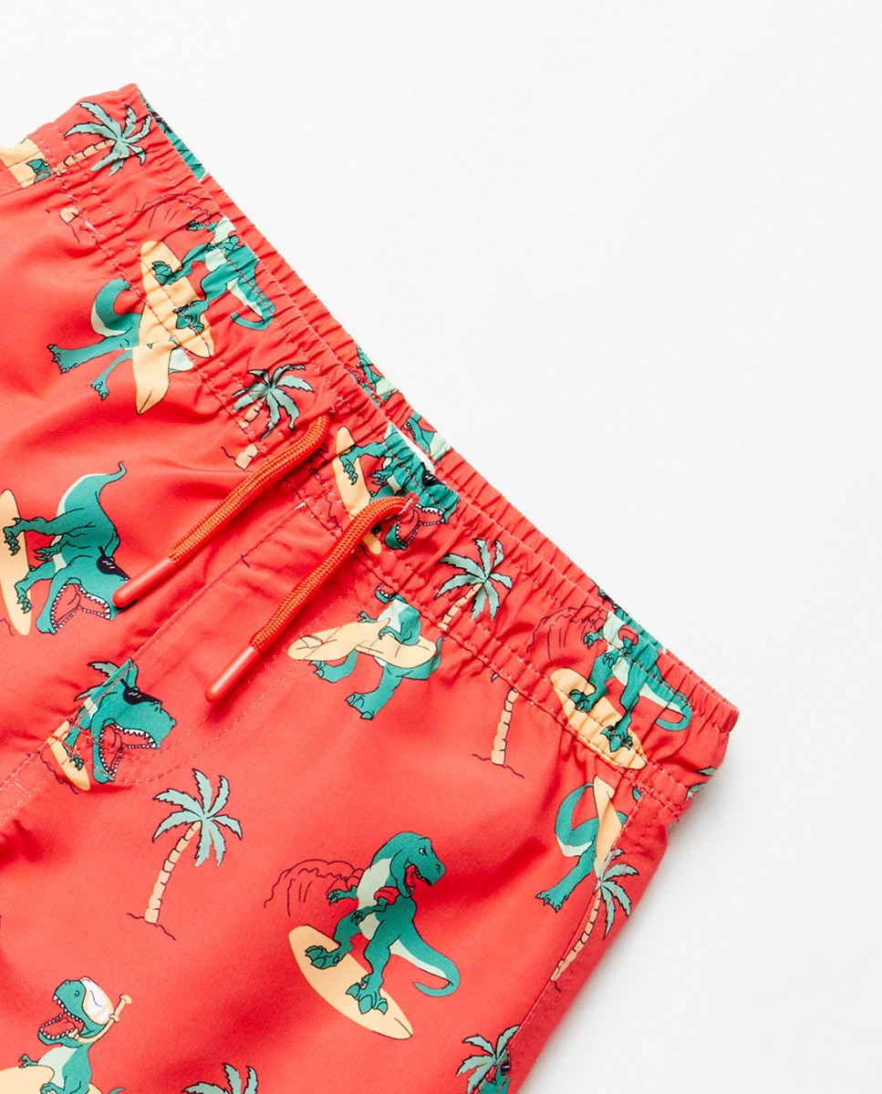 Fato de Banho com Dinossauros Vermelho-2