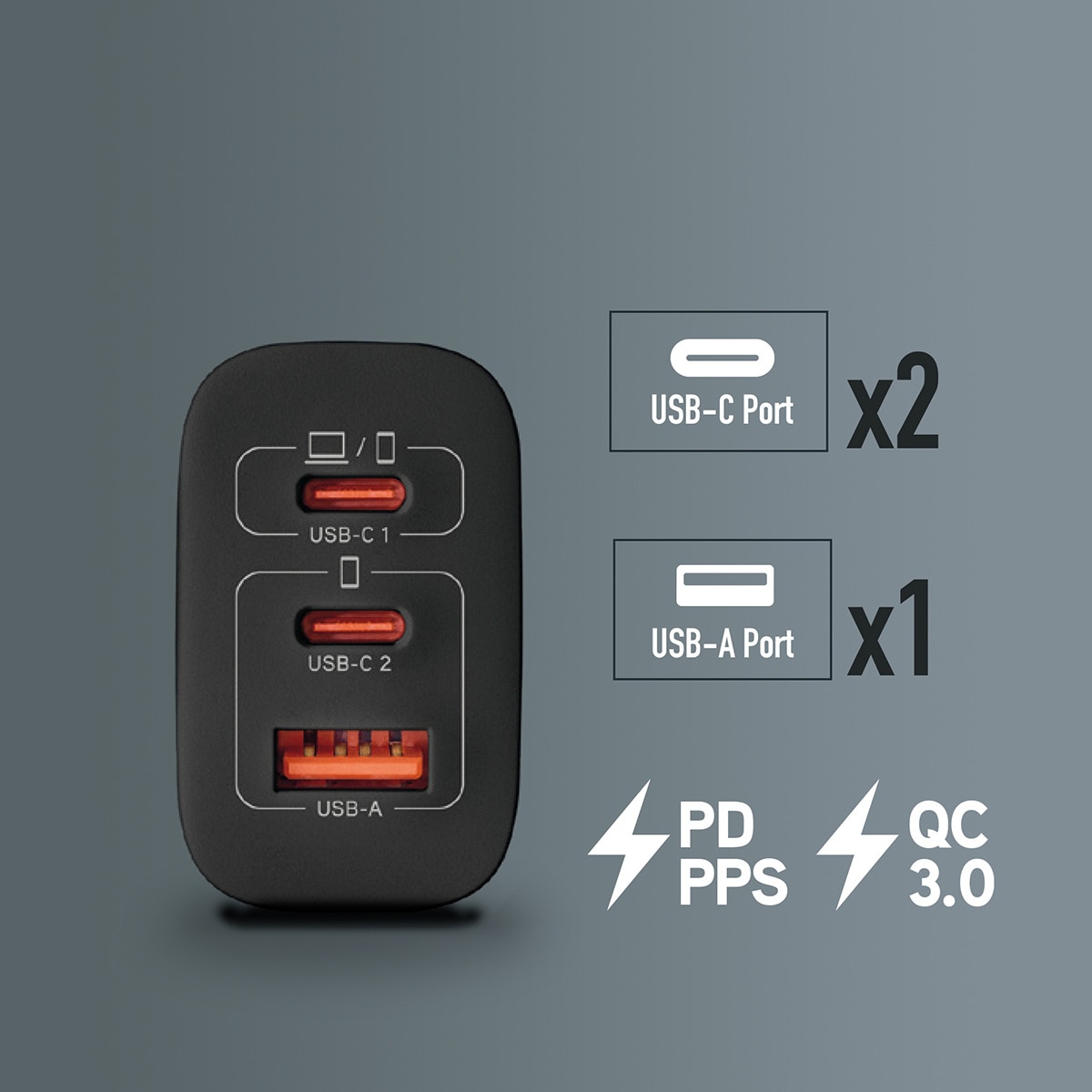 Cargador NGS BUD 65W 2xUSB-C GaN Negro-6