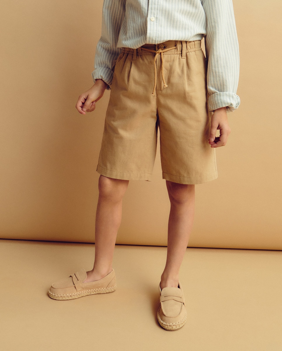 Bermudas Jogger de Linho 730 Camel-2