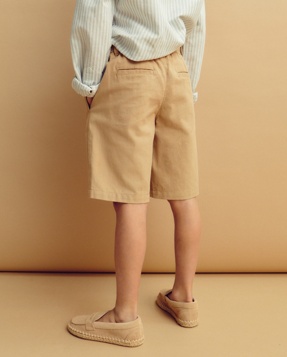 Bermudas Jogger de Linho 730 Camel-3