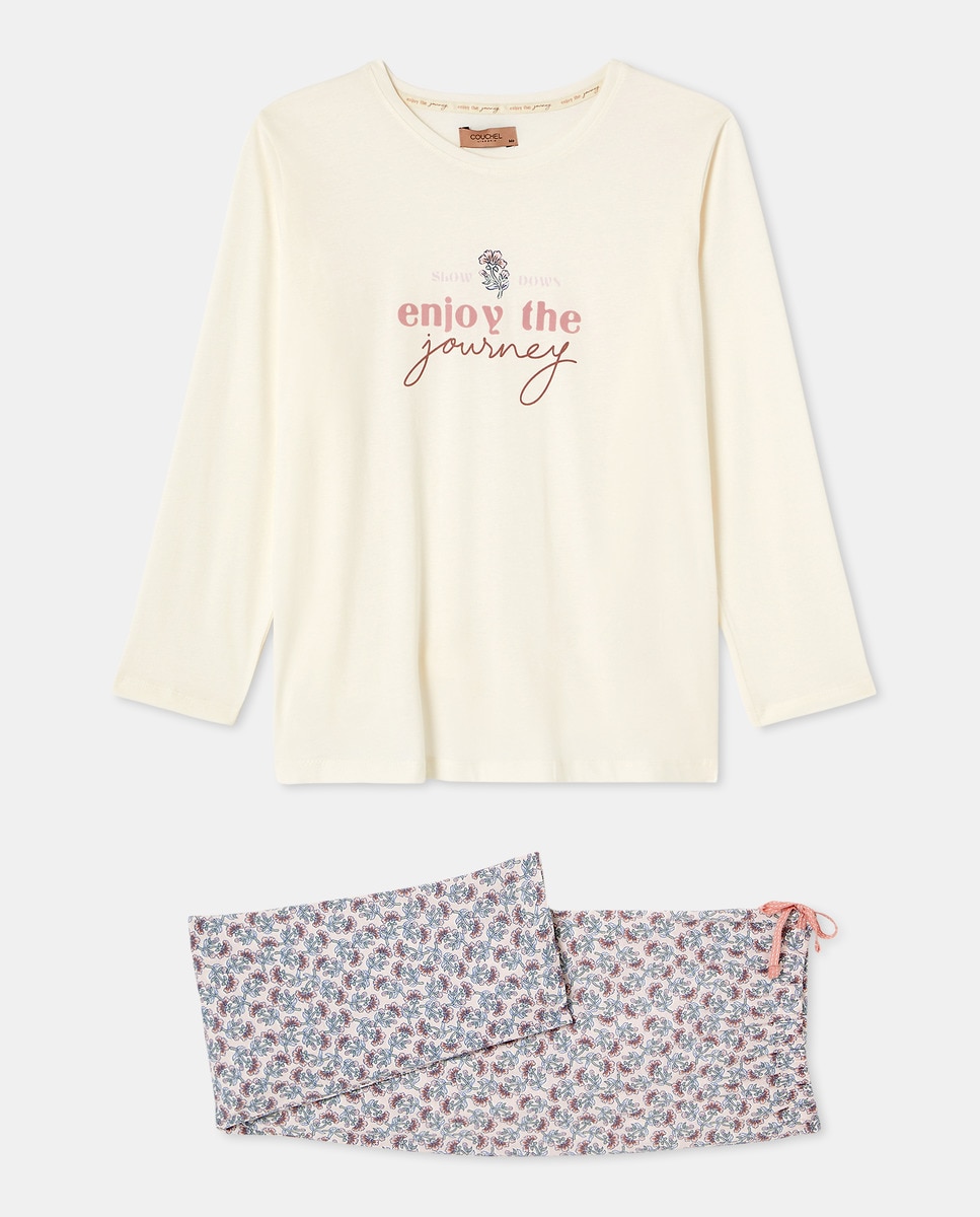 Pijama Comprido com Estampado Posicional Rosa-3