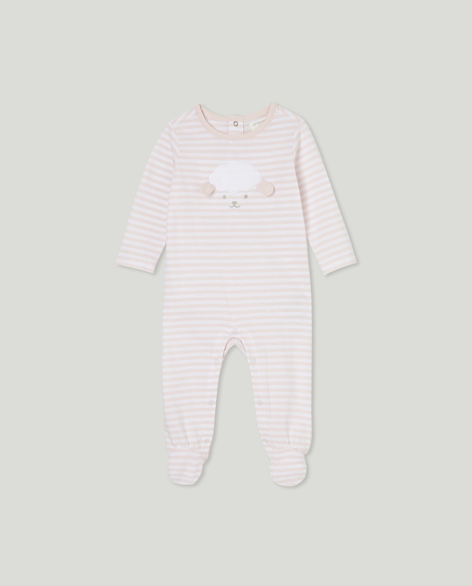 Babygrow Comprido de Bebé às Riscas Rosa-1