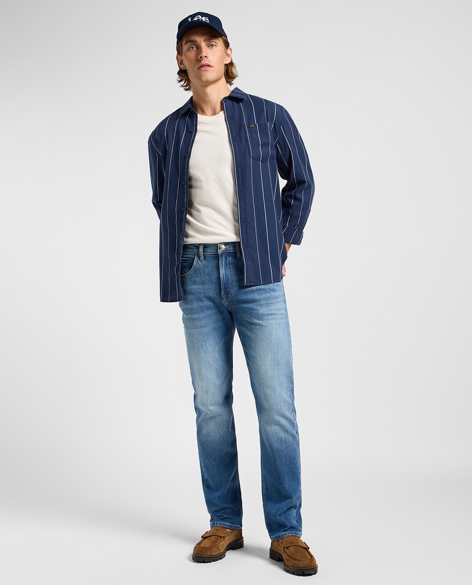 Jeans de 5 Bolsos Brooklyn Straight Azul-1