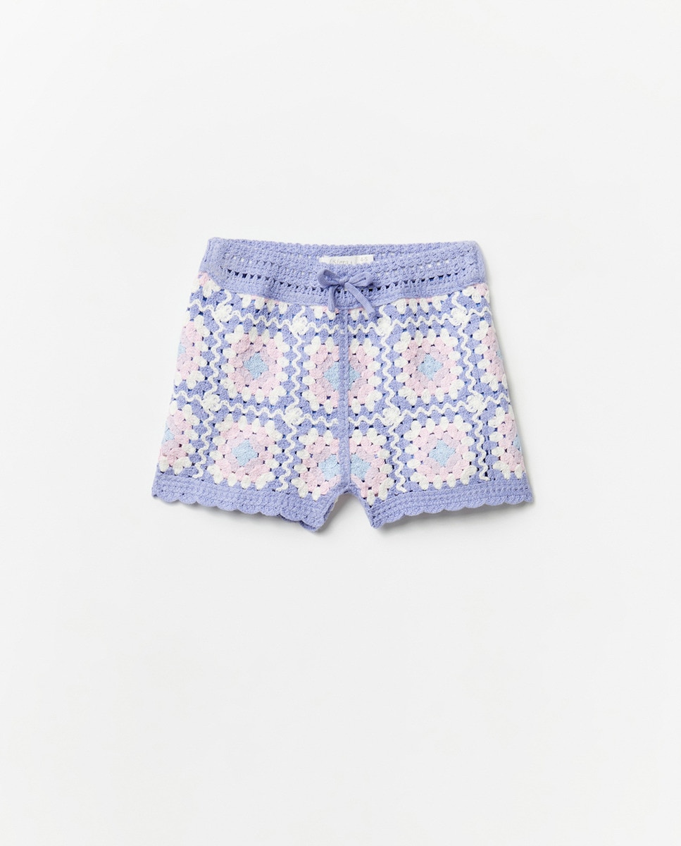 Calções de Crochet Azul-3
