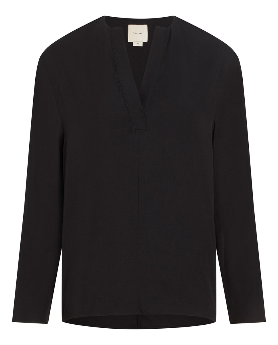 Blusa com Decote em V Preto-4