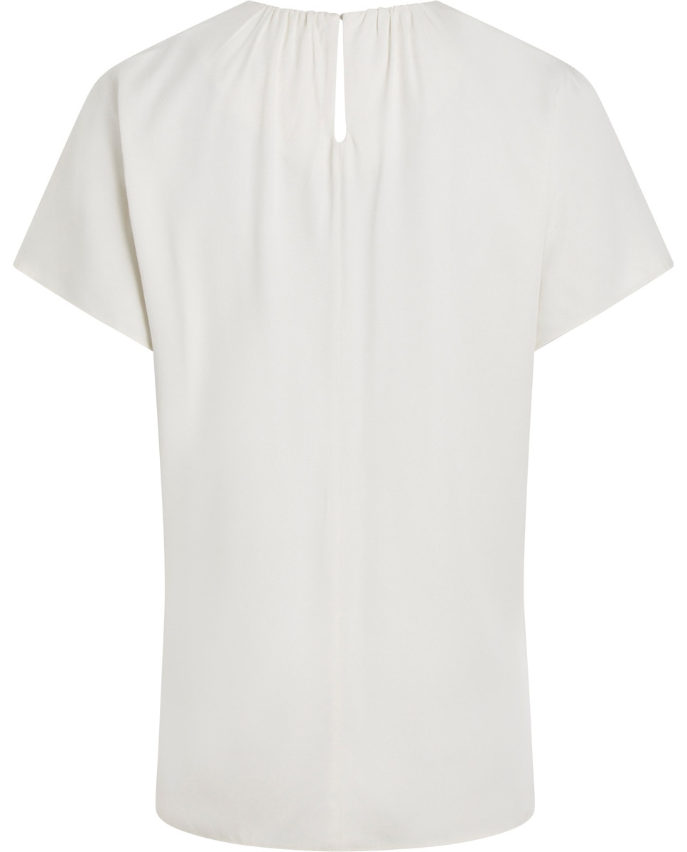 Blusa de mulher de manga curta Branco-5