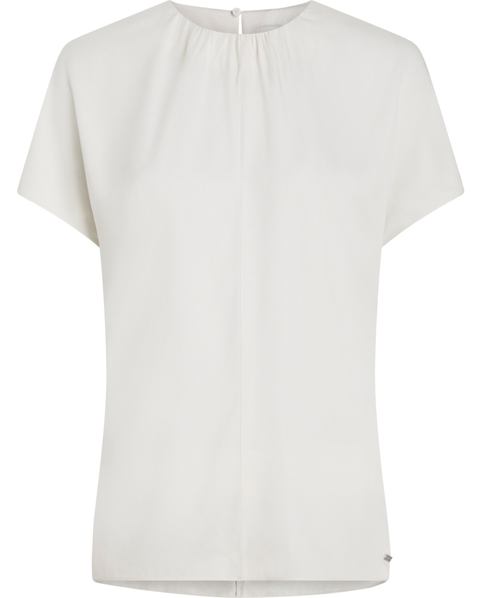 Blusa de mulher de manga curta Branco-4