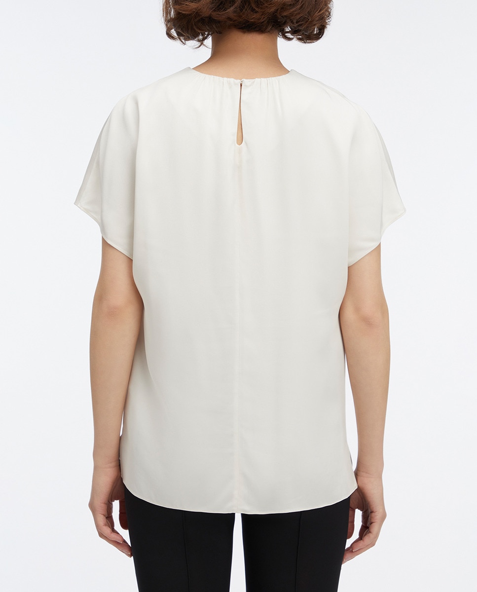 Blusa de mulher de manga curta Branco-2
