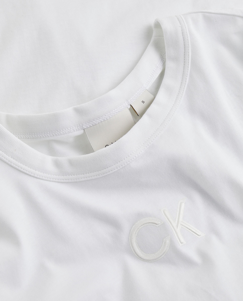 T-shirt com Monograma Acetinado Branco-6