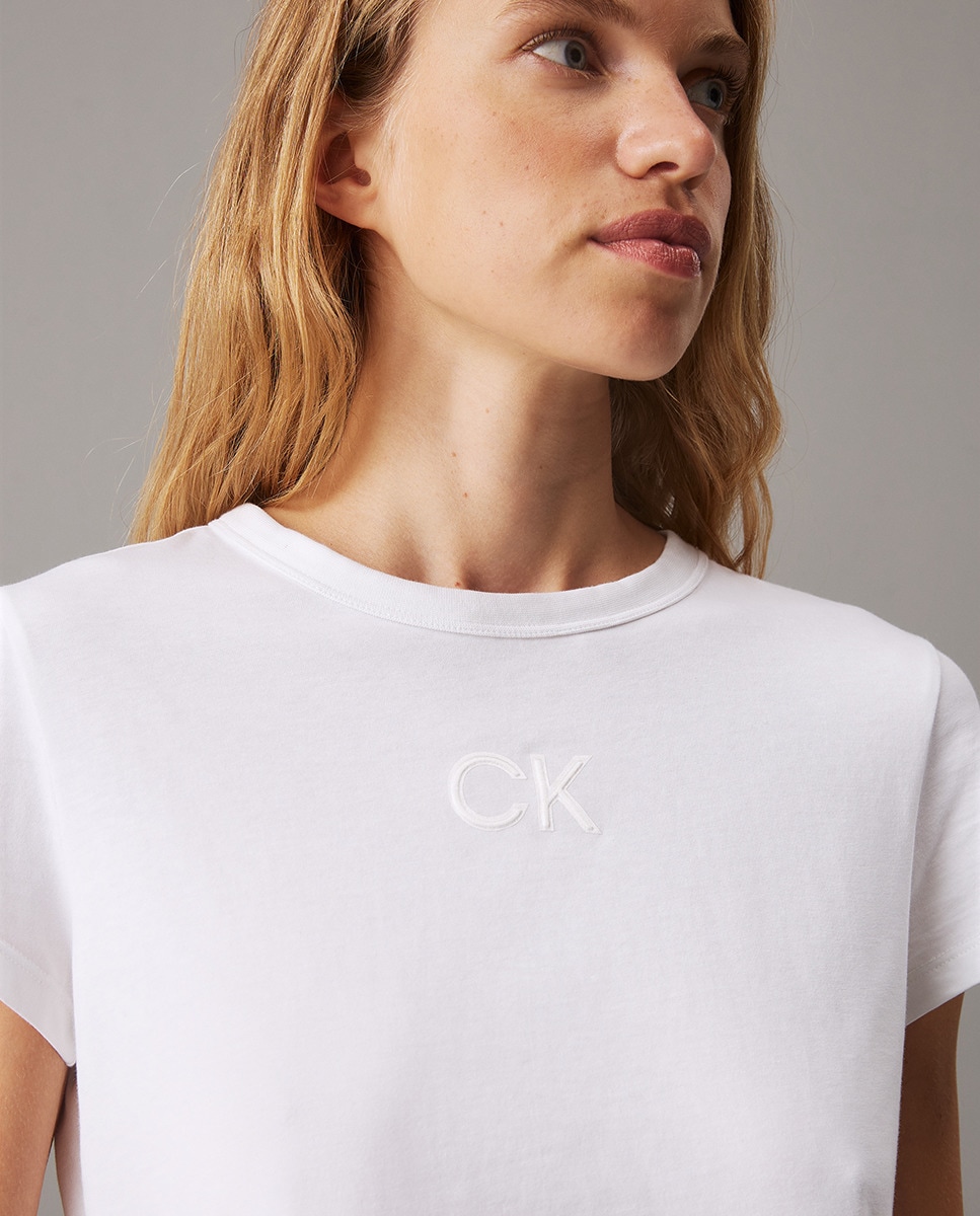 T-shirt com Monograma Acetinado Branco-3