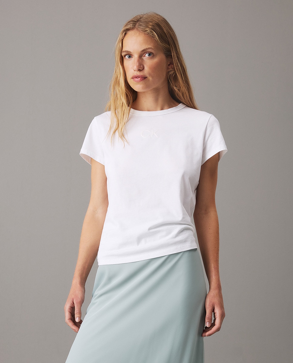 T-shirt com Monograma Acetinado Branco-1