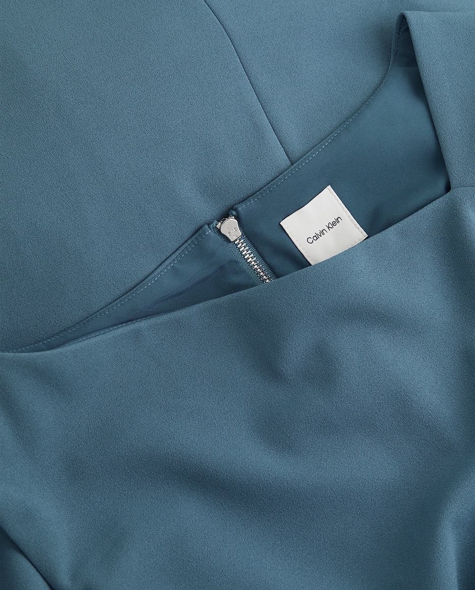 Vestido Midi em Scuba Crepe Azul-7
