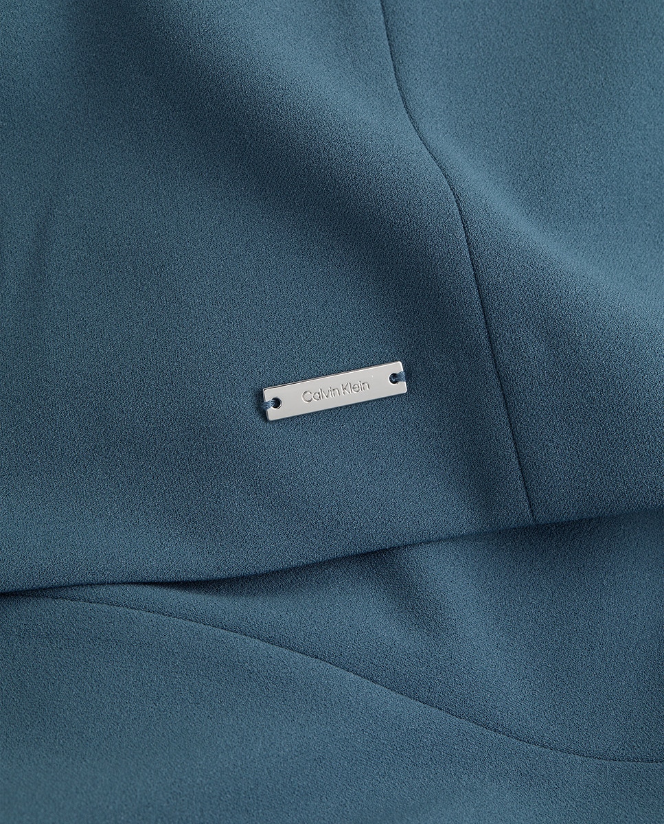 Vestido Midi em Scuba Crepe Azul-6