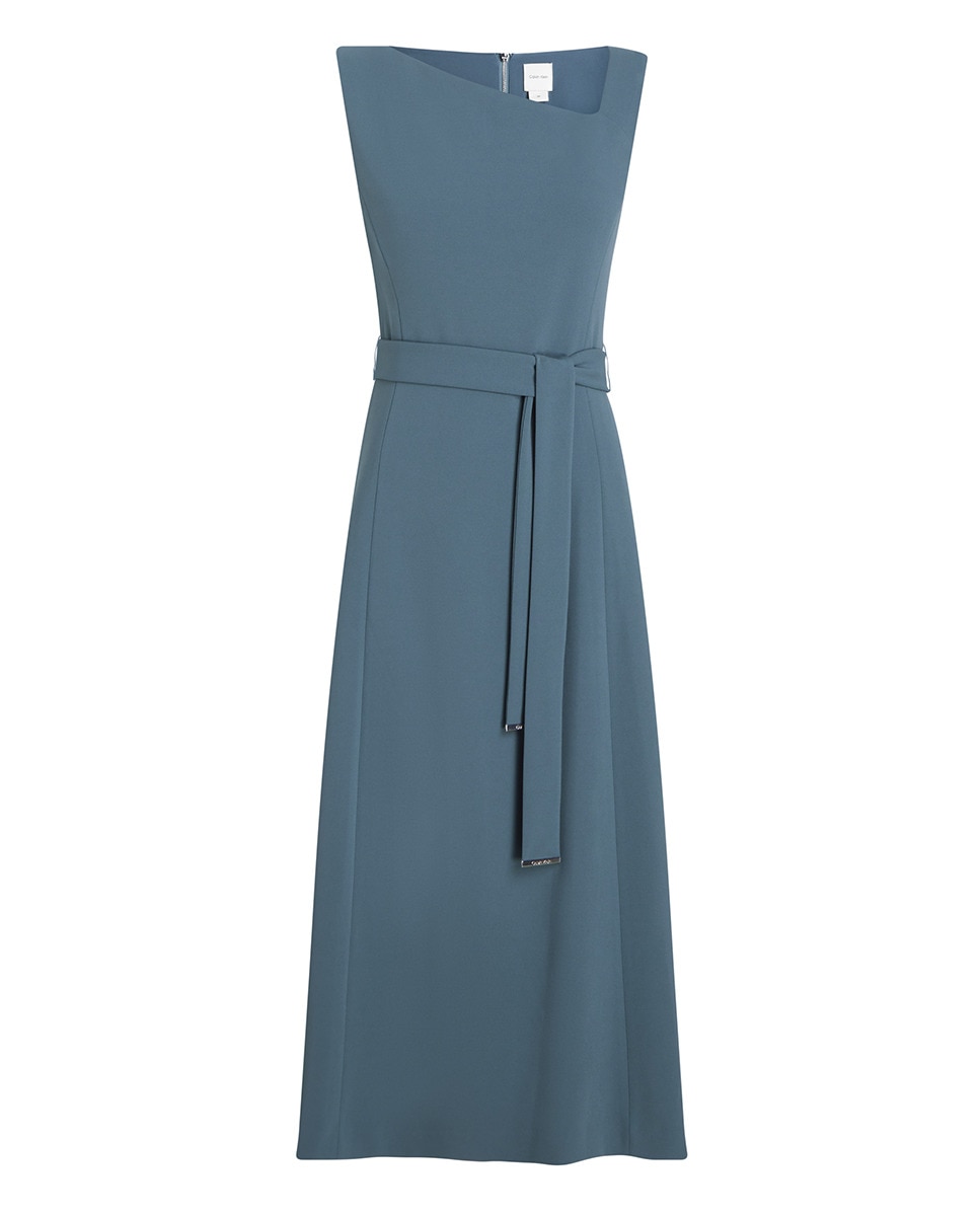 Vestido Midi em Scuba Crepe Azul-4