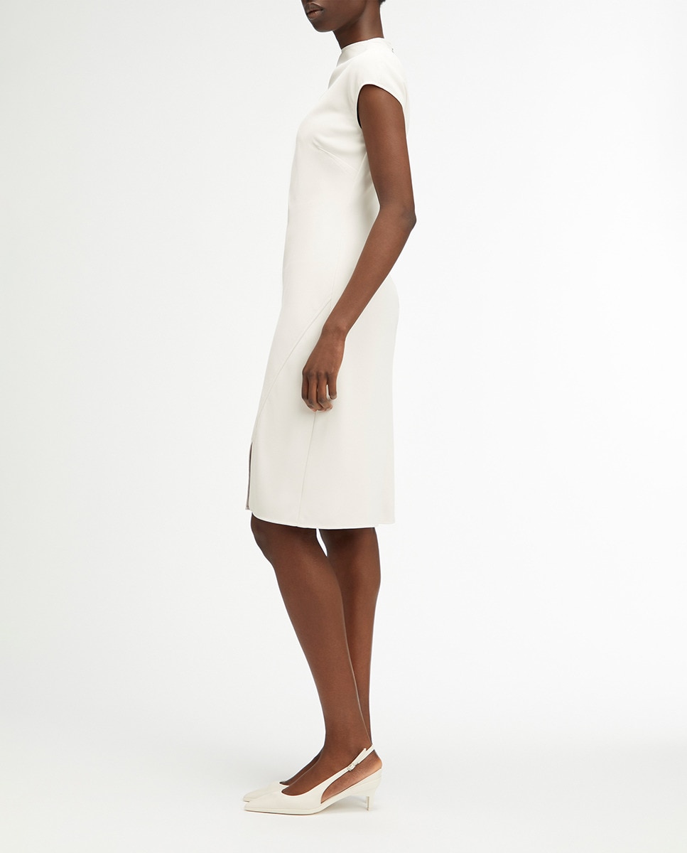 Vestido Curto de Crepe Branco-3