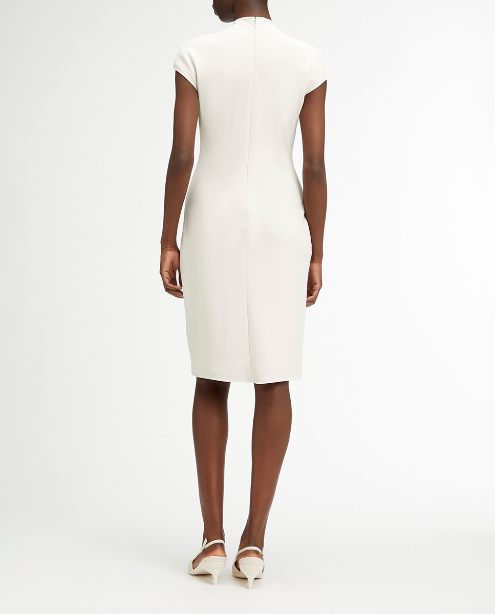 Vestido Curto de Crepe Branco-2