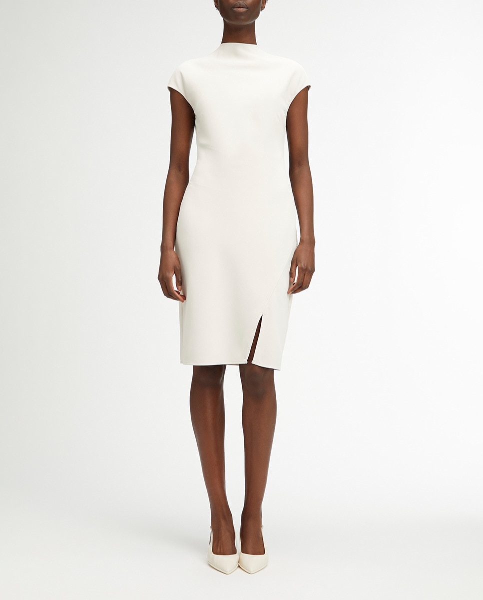 Vestido Curto de Crepe Branco-1