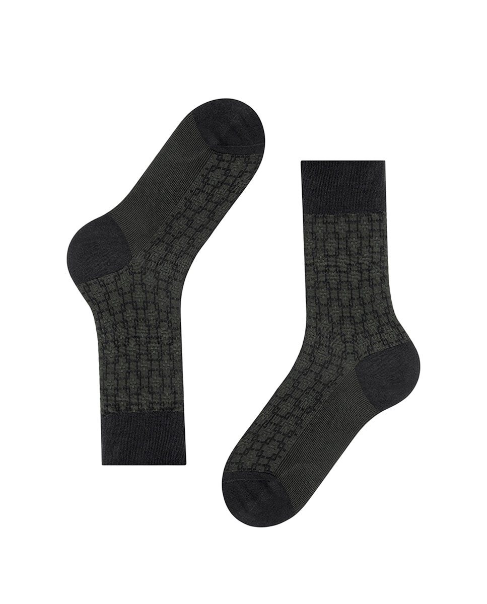 Meias Elegantes de Algodão Mercerizado Preto-4