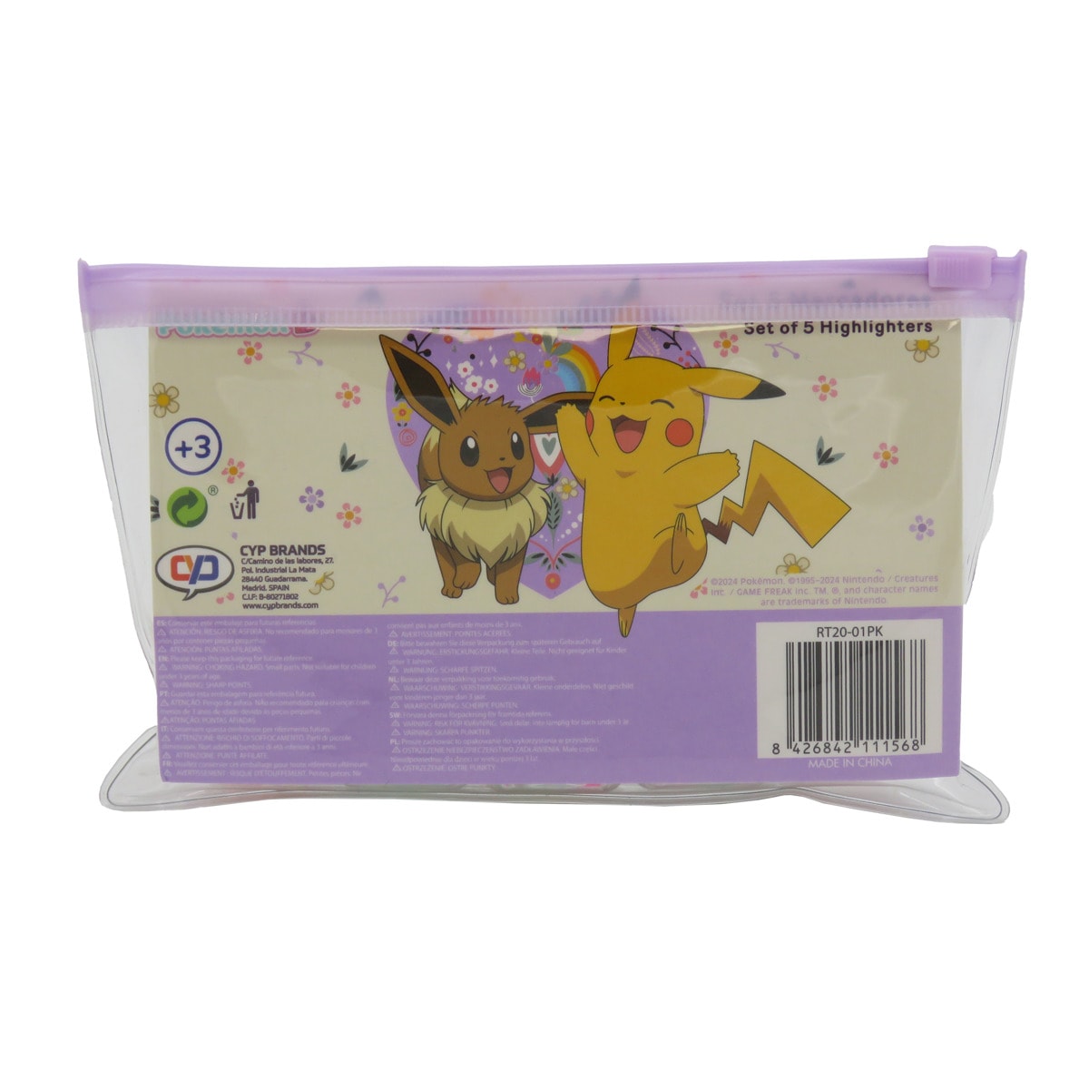 Set 5 marcadores texto fluor Pokémon Flowers CyP Brands bege malva multicolor Bege-4