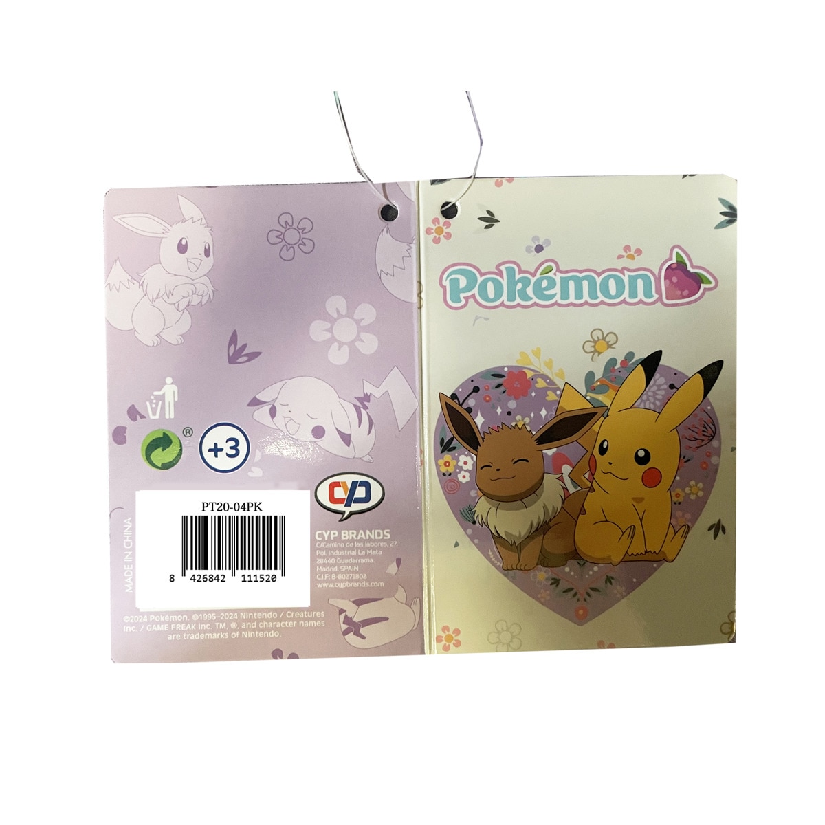 Portatodo triple con 5 huecos Pokémon Flowers CyP Brands beige malva multicolor Beige-4