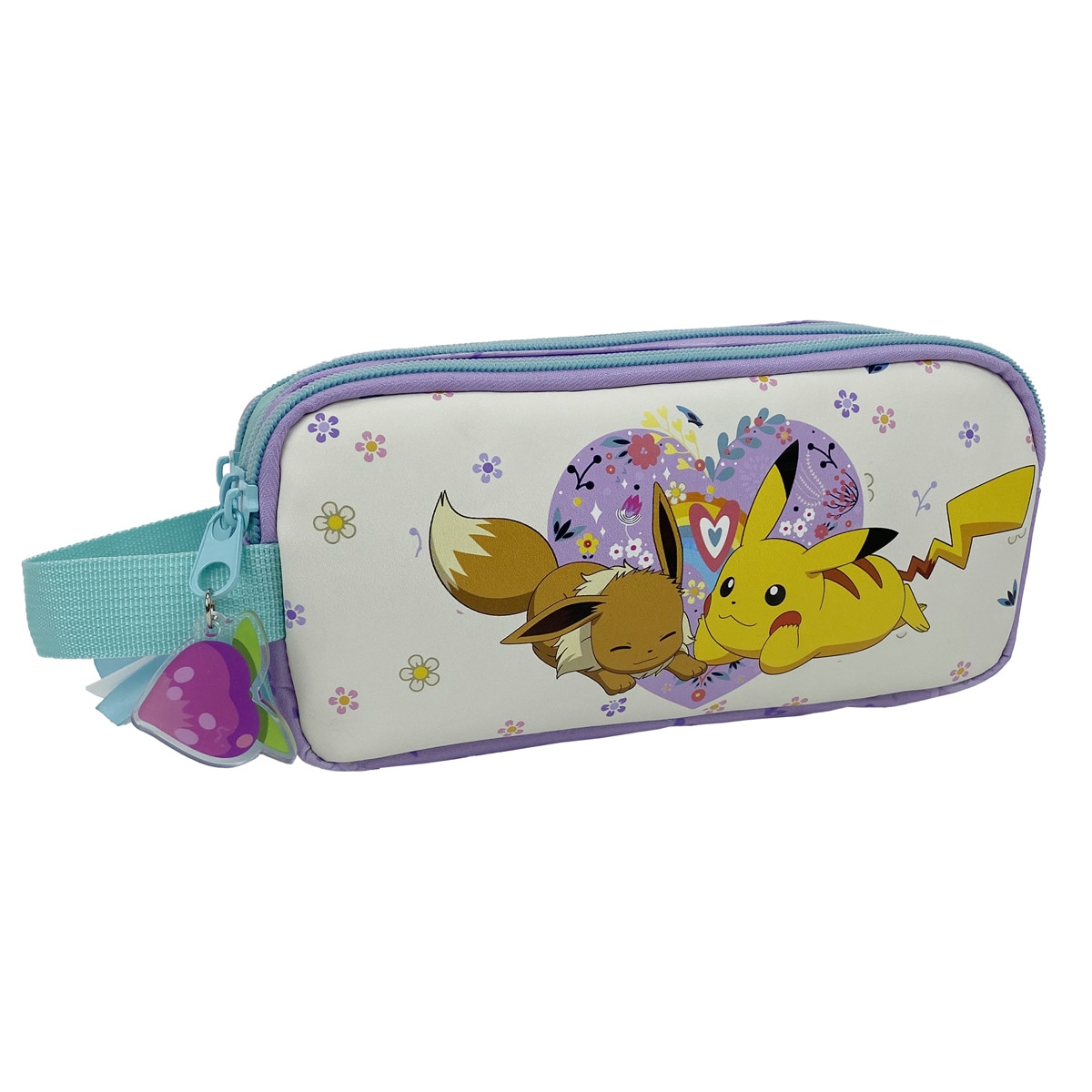 Portatodo triple con 5 huecos Pokémon Flowers CyP Brands beige malva multicolor Beige-3