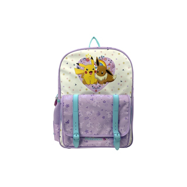 Imagen 0 de Mochila 42 cm adaptable a carro Pokémon Flowers CyP Brands beige malva multicolor