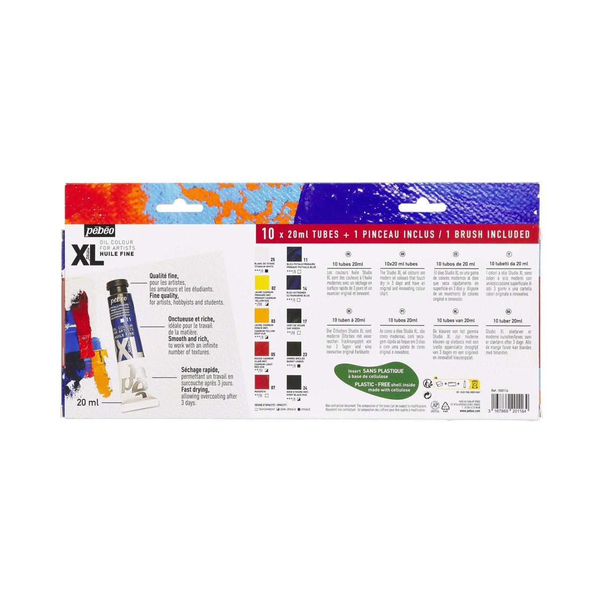 Pack Oleo XL 10 tubos 20ml surtidos con brocha Pebeo 2
