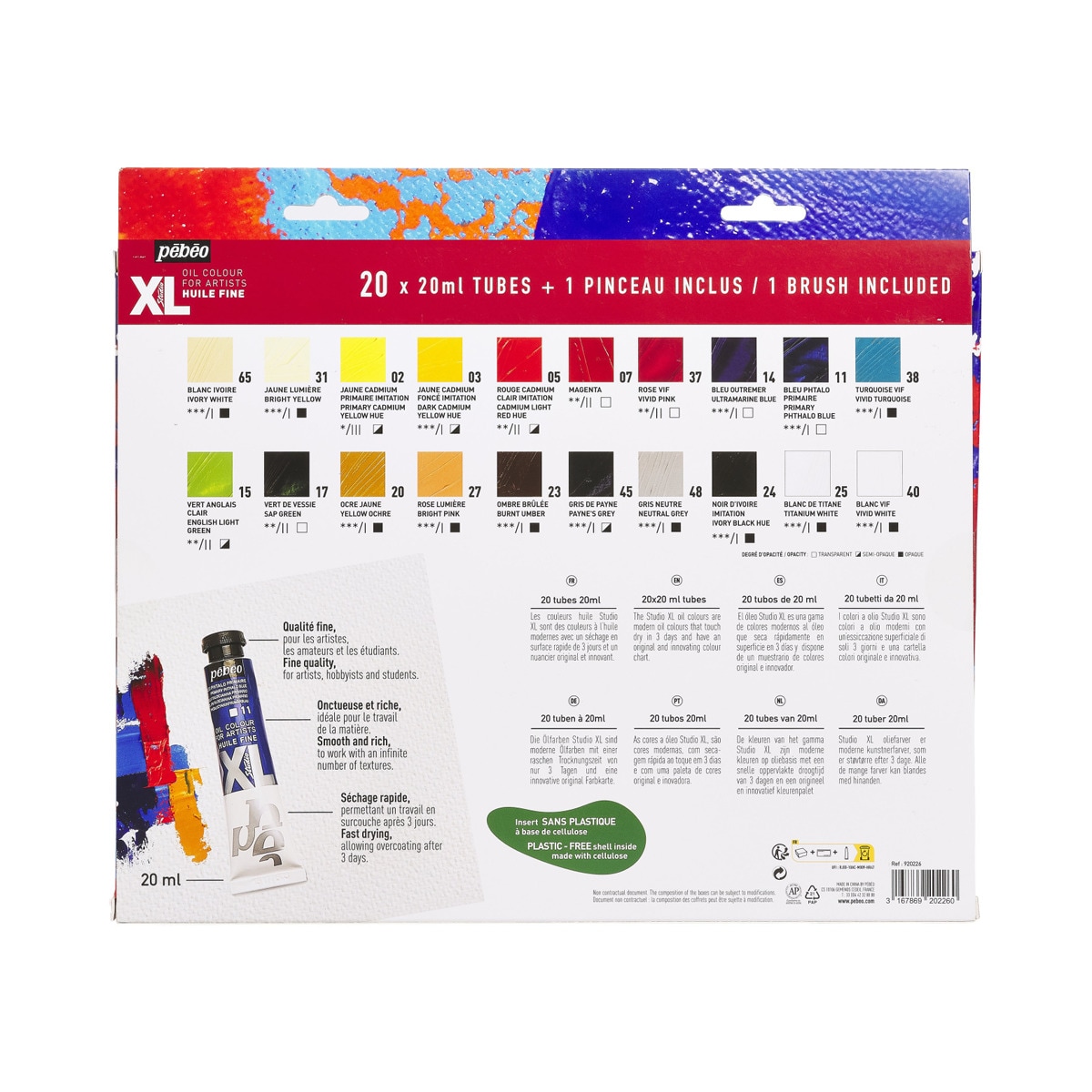 Pack Oleo XL 20 tubos 20ml surtidos con brocha 2