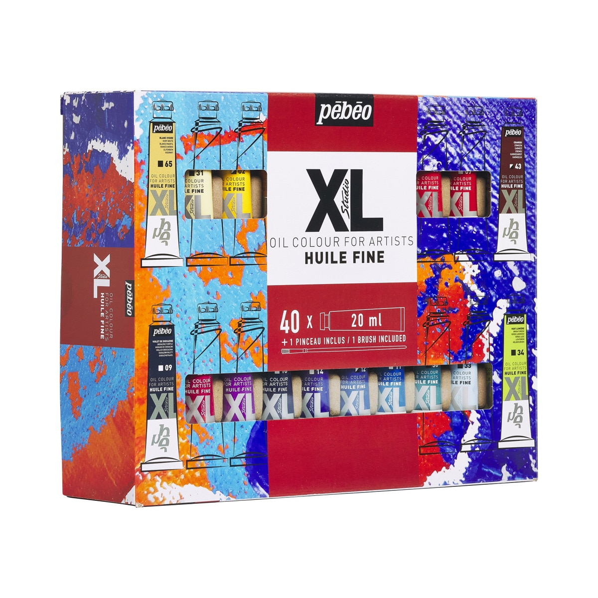 Pack Oleo XL 40 tubos 20ml surtidos con brocha Pebeo 4