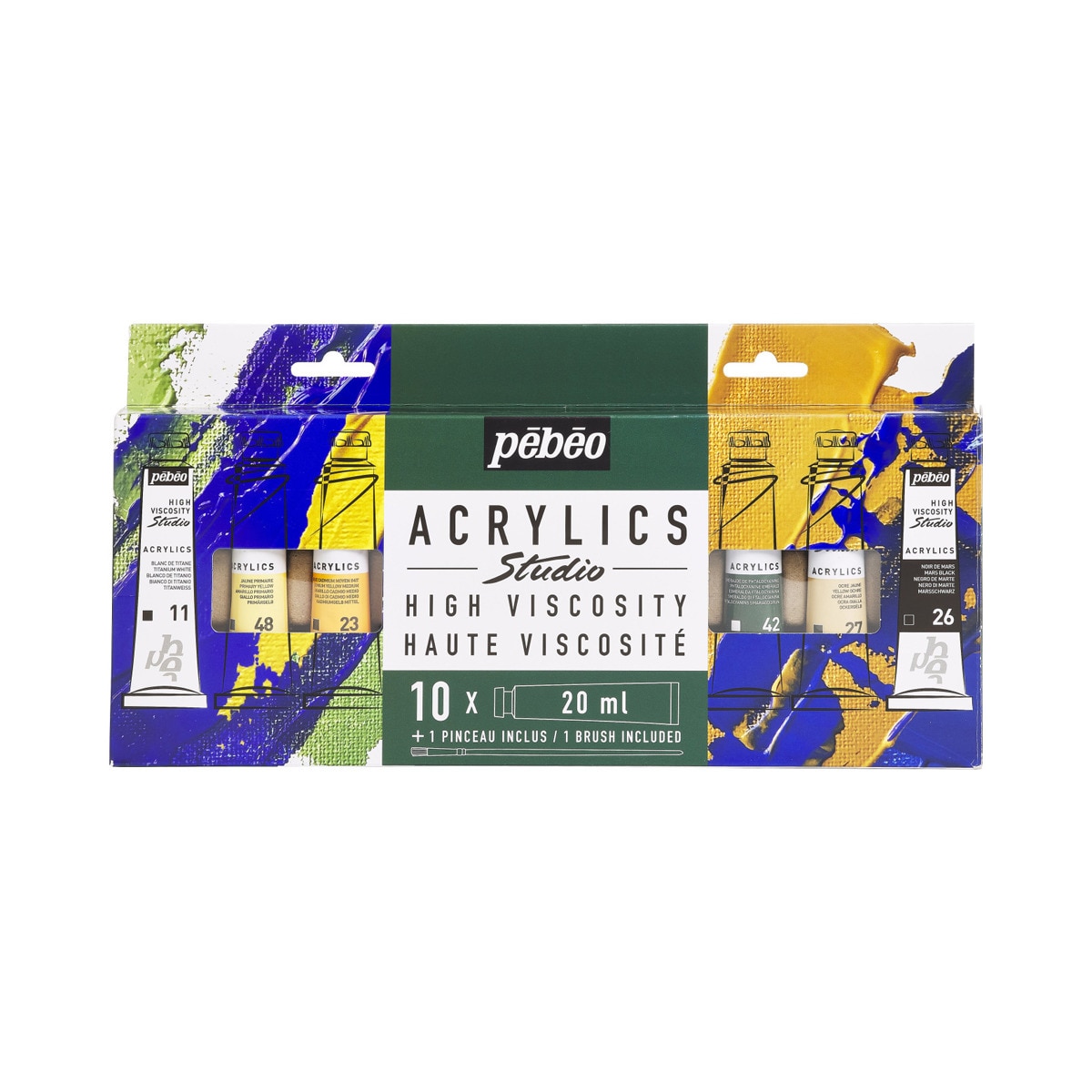 Imagem 0 de Conjunto de studio Acrylics 10 tubos 20 ml sortidos com pincel Pebeo - Artigo Sortido. Envio realizado de forma aleatória