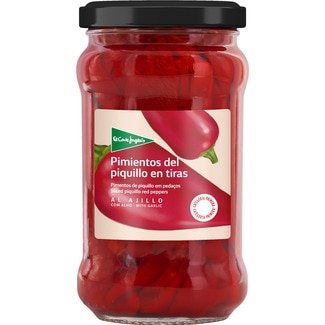 pimientos del piquillo en tiras al ajillo frasco 225 g neto escurrido - El Corte Ingles