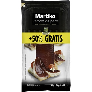jamón de pato en lonchas pack 2 x 20 g envase 40 g - Martiko