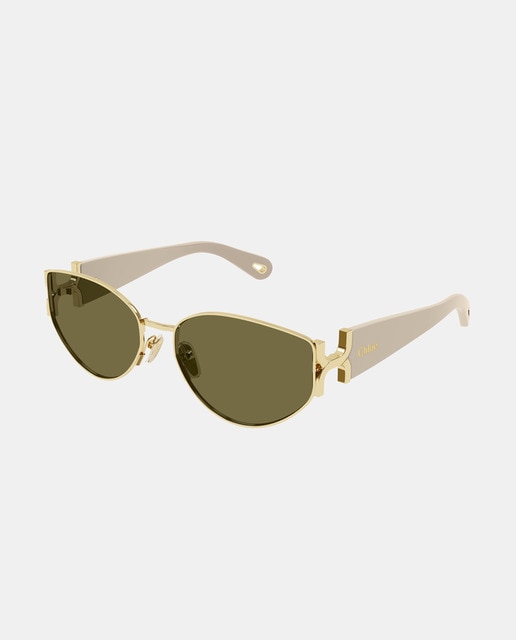 Imagen 0 de Gafas de sol de mujer ovaladas metalicas doradas