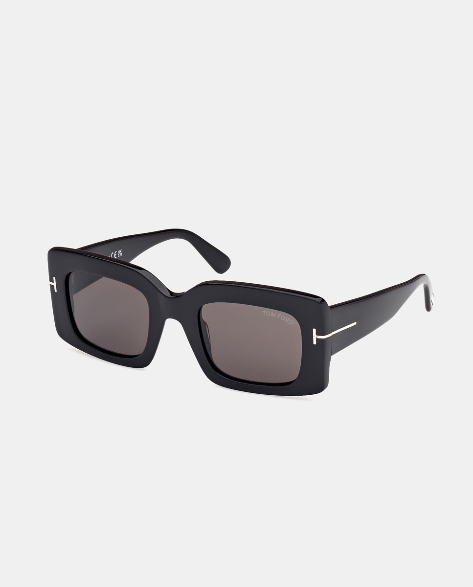 Óculos de Sol Retangulares em Acetato - Preto Preto-2