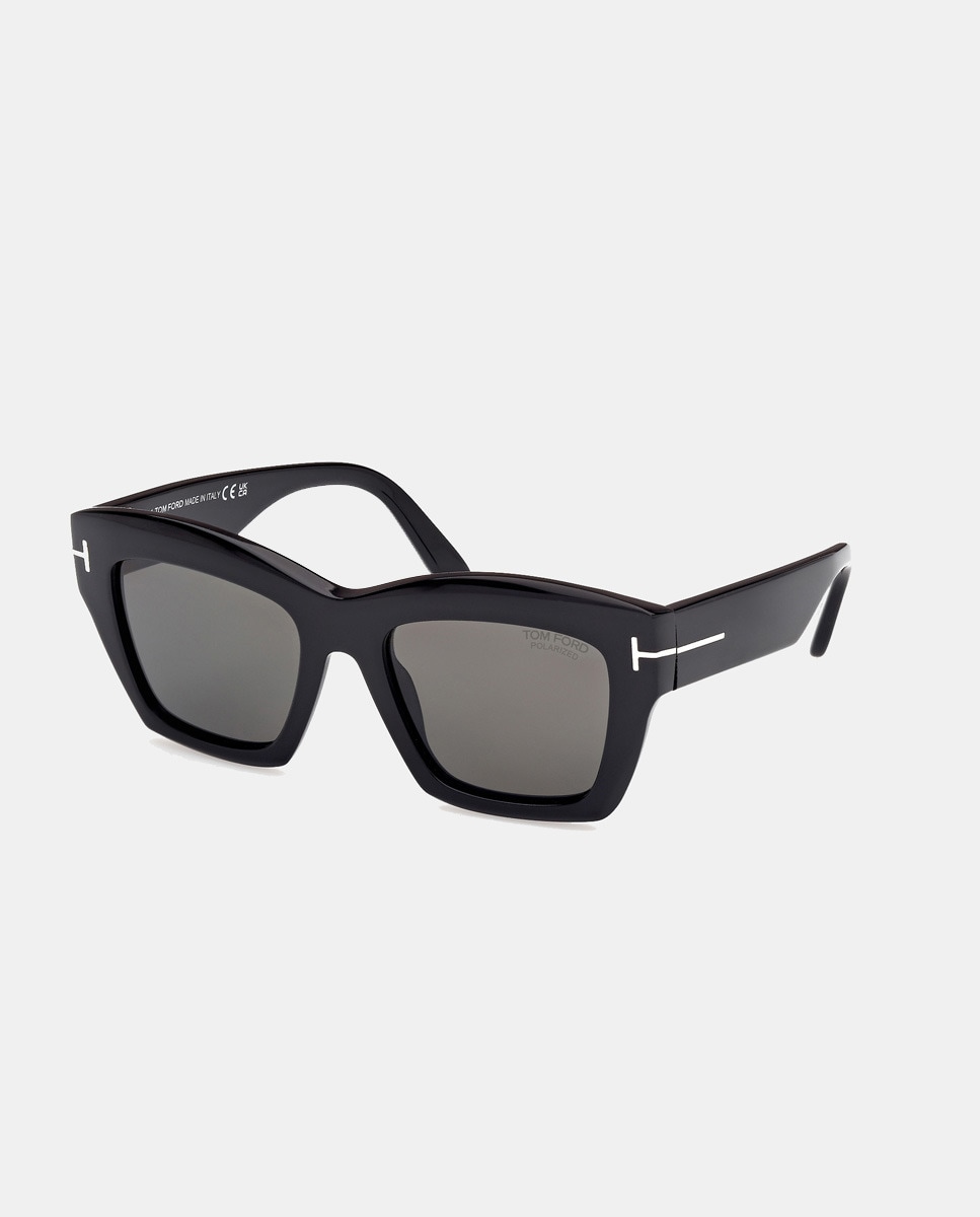Óculos de Sol Olho de Gato em Acetato com Lente Polarizada - Preto Preto-2