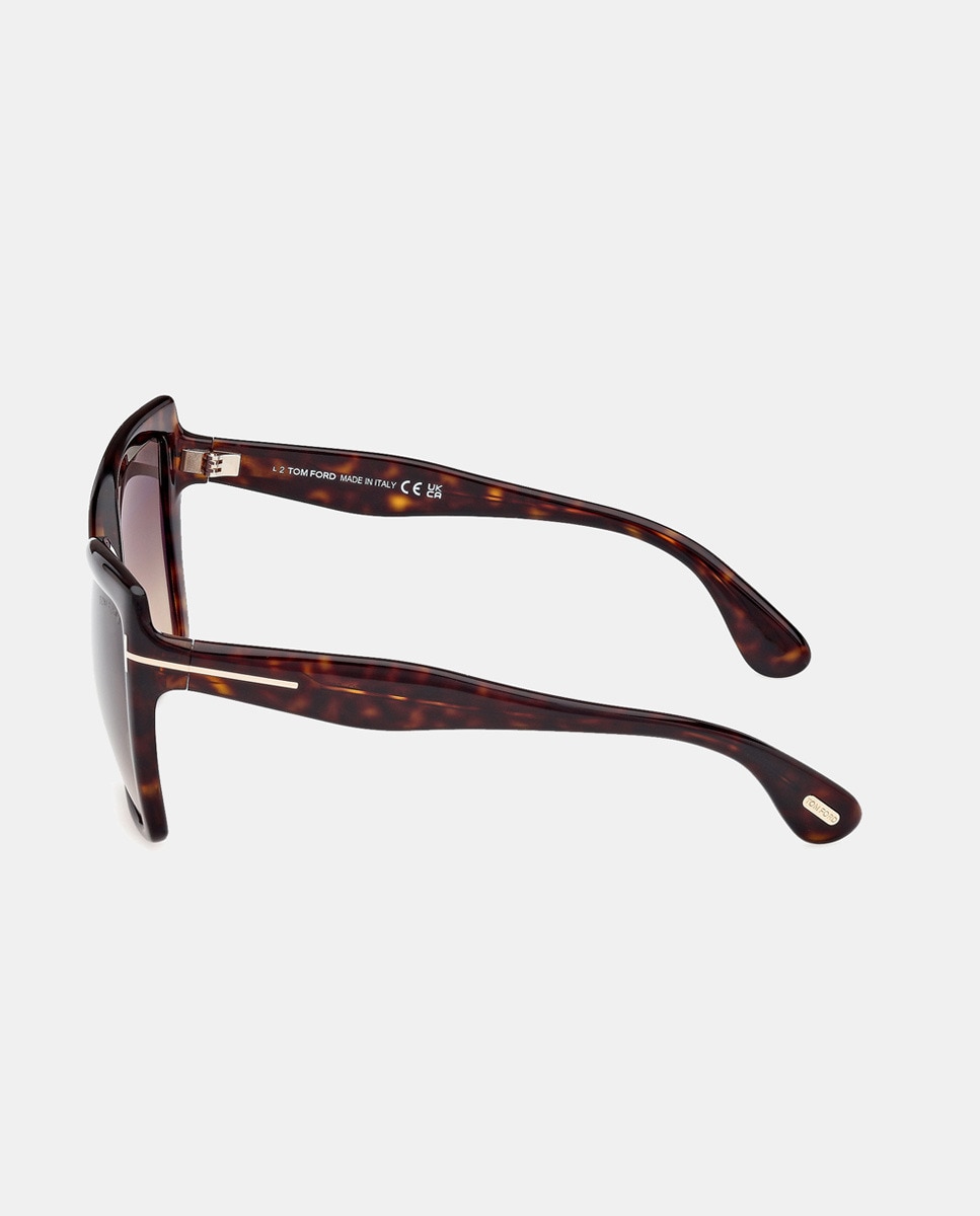 Óculos de Sol Olho de Gato em Acetato com Lente em Degradé - Preto Castanho-3
