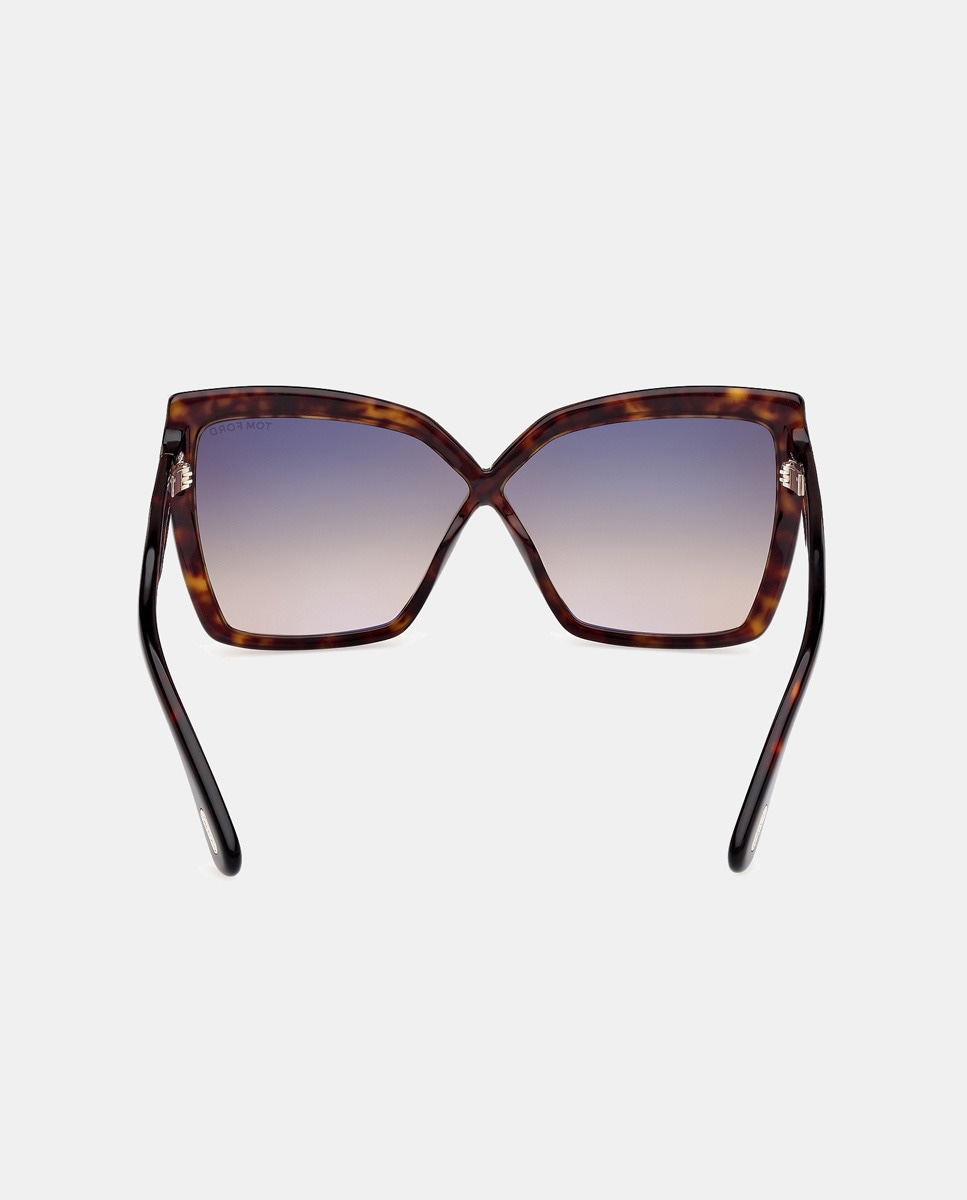 Óculos de Sol Olho de Gato em Acetato com Lente em Degradé - Preto Castanho-4