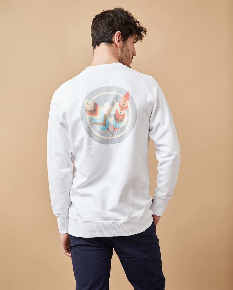 Sweatshirt Serigrafada sem Capuz Branco-2